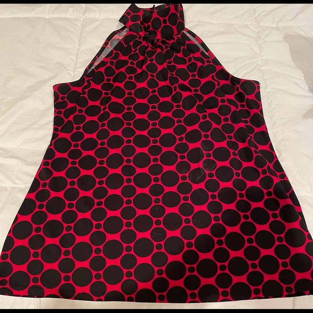 Inc halter blouse red and black polka dots- size x-large